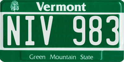 VT license plate NIV983