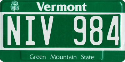 VT license plate NIV984