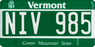 VT license plate NIV985