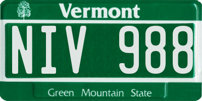 VT license plate NIV988
