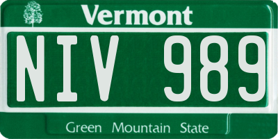 VT license plate NIV989