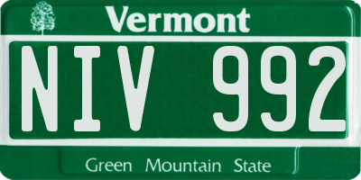 VT license plate NIV992