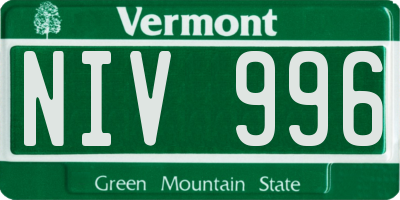VT license plate NIV996