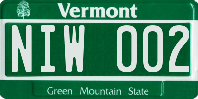 VT license plate NIW002