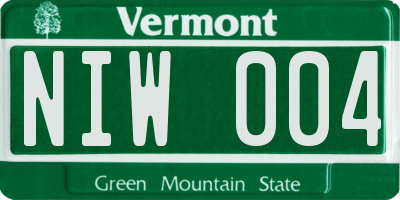 VT license plate NIW004