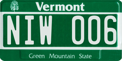 VT license plate NIW006
