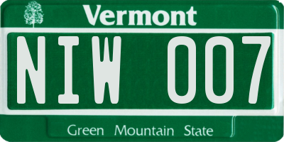 VT license plate NIW007