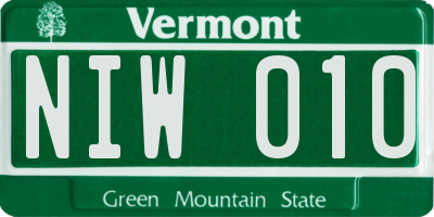VT license plate NIW010