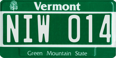 VT license plate NIW014