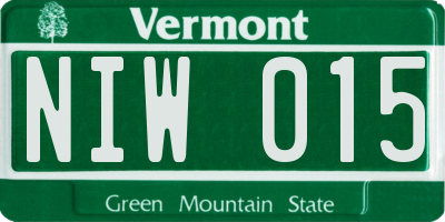 VT license plate NIW015