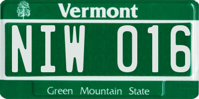 VT license plate NIW016