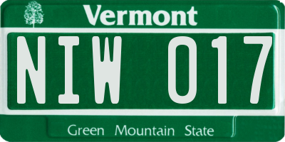 VT license plate NIW017