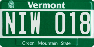 VT license plate NIW018