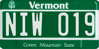 VT license plate NIW019