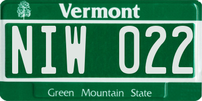 VT license plate NIW022