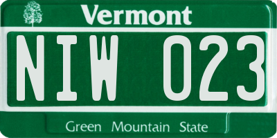 VT license plate NIW023
