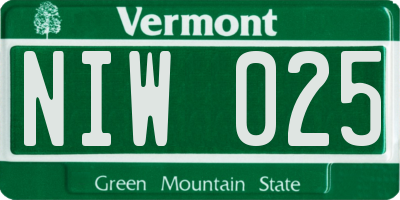 VT license plate NIW025