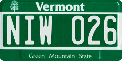 VT license plate NIW026