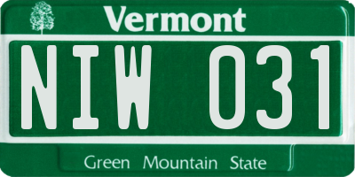 VT license plate NIW031