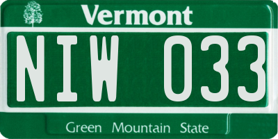 VT license plate NIW033