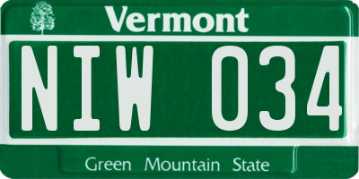 VT license plate NIW034