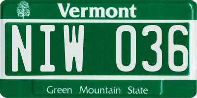 VT license plate NIW036