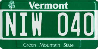 VT license plate NIW040