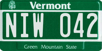 VT license plate NIW042