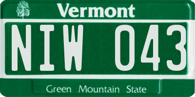 VT license plate NIW043