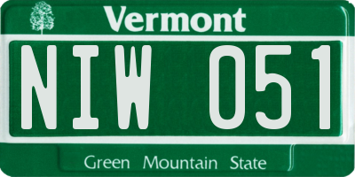 VT license plate NIW051