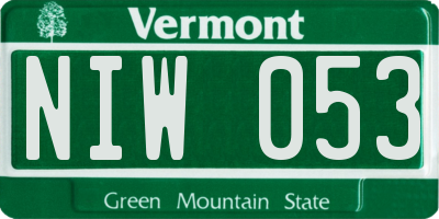 VT license plate NIW053