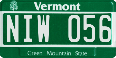 VT license plate NIW056