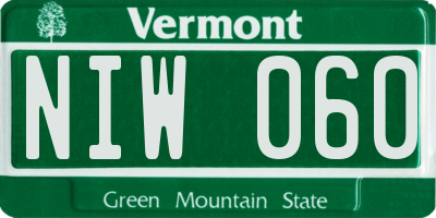 VT license plate NIW060