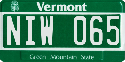 VT license plate NIW065