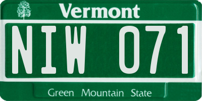 VT license plate NIW071