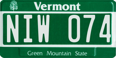 VT license plate NIW074