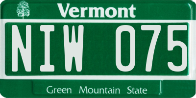 VT license plate NIW075