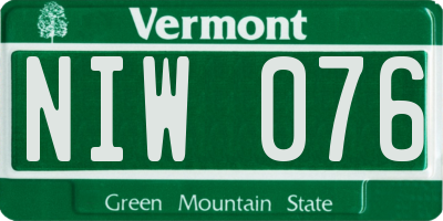 VT license plate NIW076