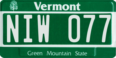 VT license plate NIW077