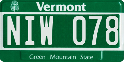 VT license plate NIW078
