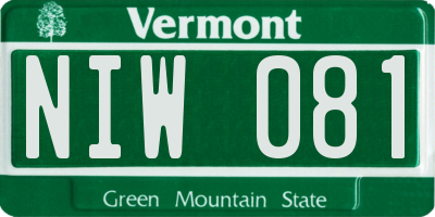 VT license plate NIW081