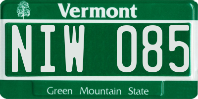 VT license plate NIW085