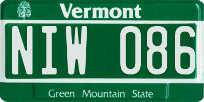 VT license plate NIW086