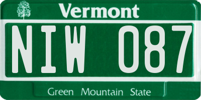 VT license plate NIW087