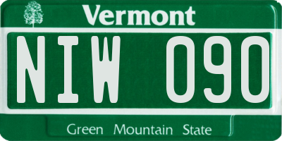 VT license plate NIW090