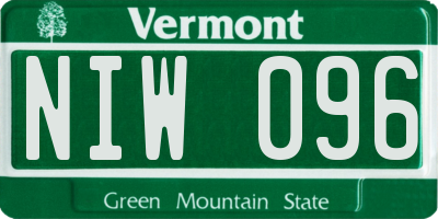 VT license plate NIW096