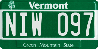 VT license plate NIW097