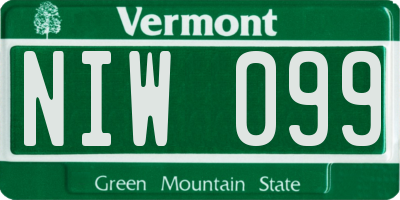VT license plate NIW099