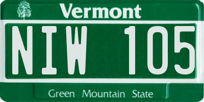 VT license plate NIW105
