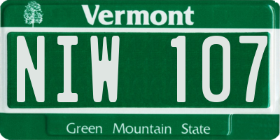 VT license plate NIW107